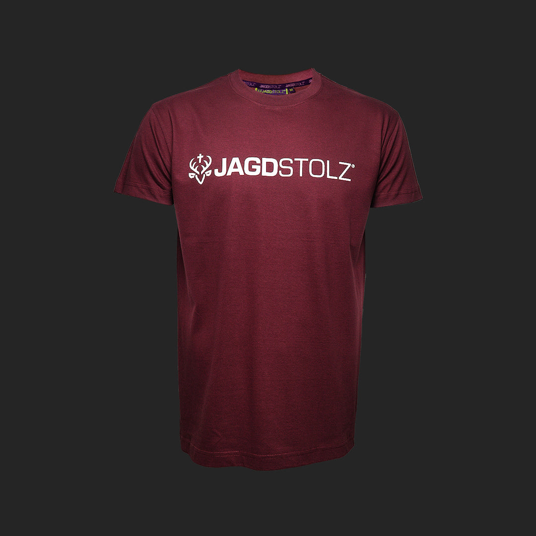 Jagdstolz T-Shirt Bordeaux Logo Weiss
