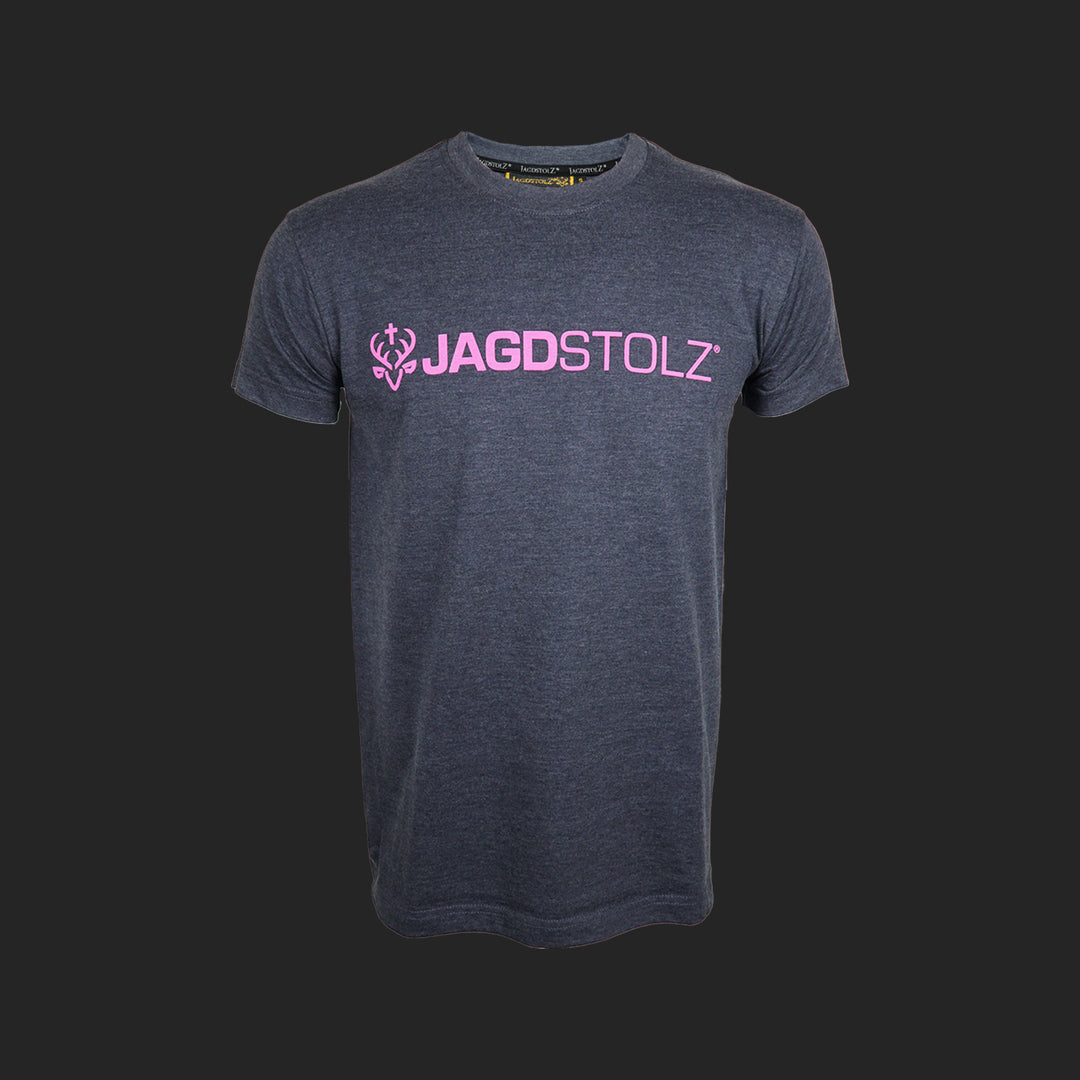 Jagdstolz T-Shirt Grau Logo Pink