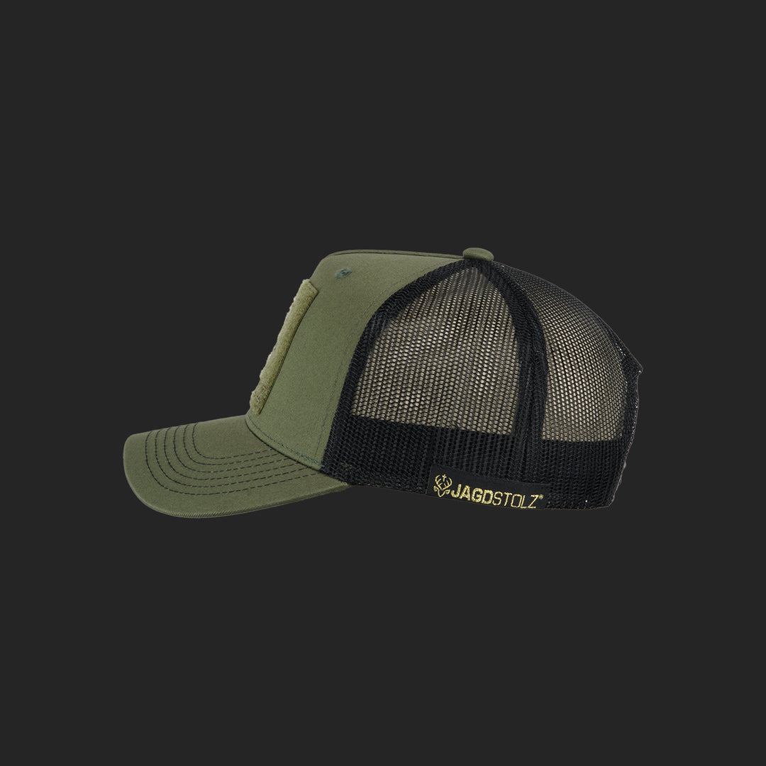 Jagdstolz Trucker Cap Oliv/Schwarz Patch Forelle