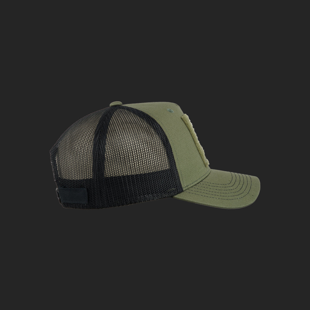 Jagdstolz Trucker Cap Oliv/Schwarz Patch Forelle