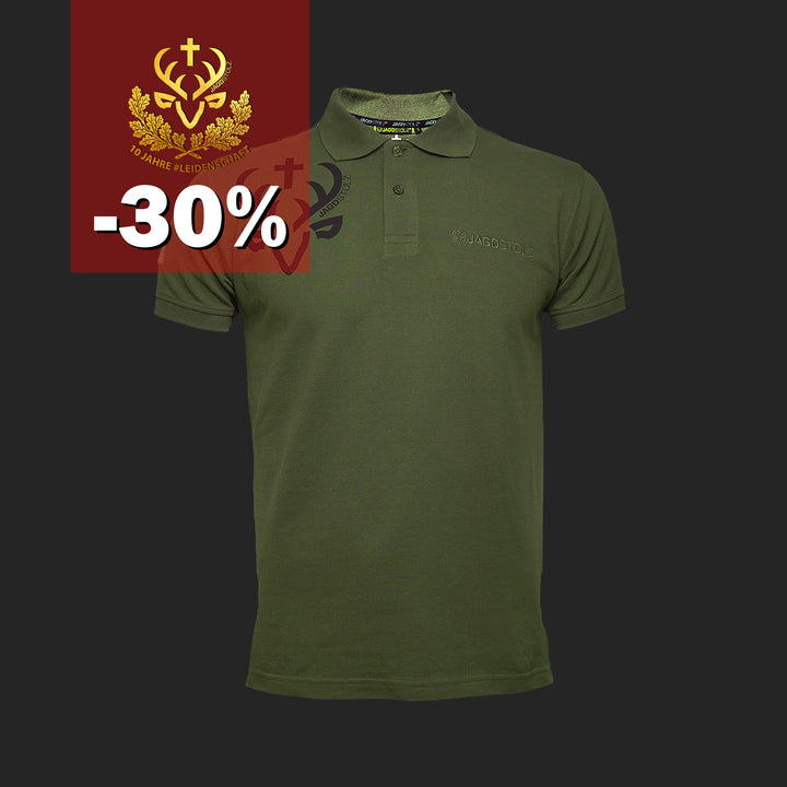 Jagdstolz Polo Oliv Logo Hirsch