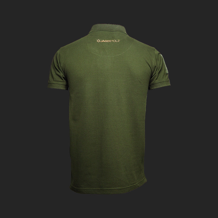 Jagdstolz Polo Oliv Logo Hirsch