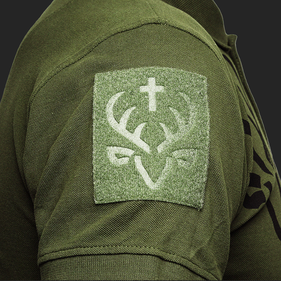 Jagdstolz Polo Oliv Logo Hirsch