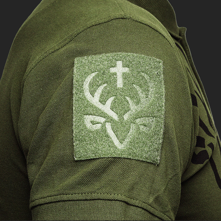Jagdstolz Polo Oliv Logo Hirsch