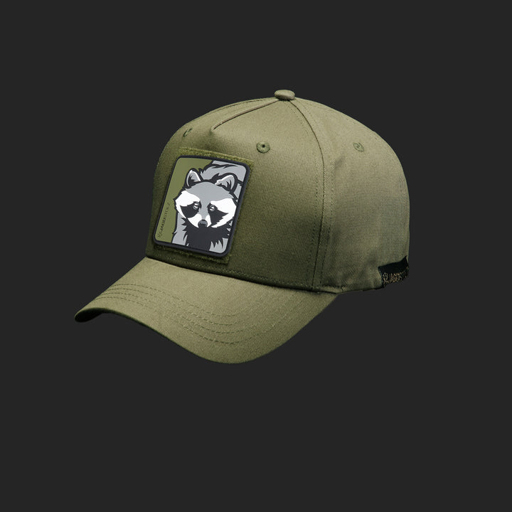 Jagdstolz Jubiläums-Cap Oliv Patch Waschbär
