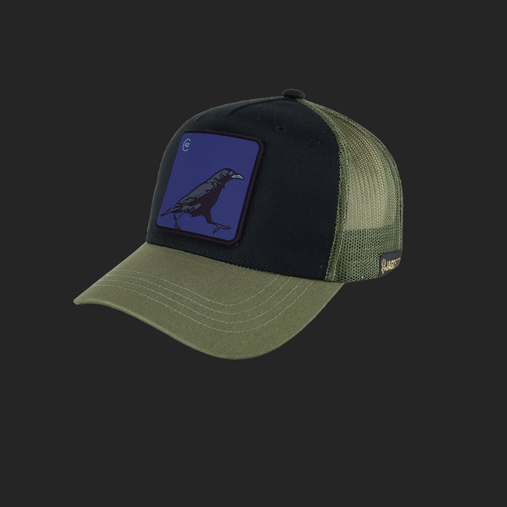 Jagdstolz Trucker Cap Schwarz/Oliv Patch Krähe