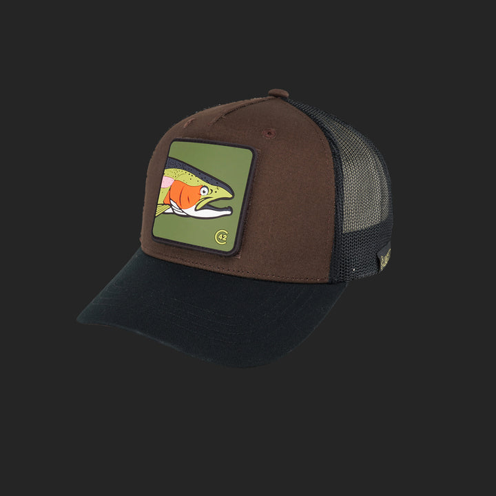 Jagdstolz Trucker Cap Braun/Schwarz Patch Forelle