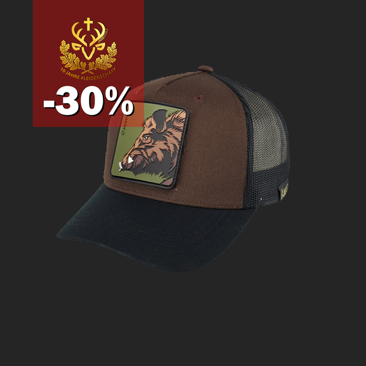 Jagdstolz Trucker Cap Braun/Schwarz Patch Keiler 2.0