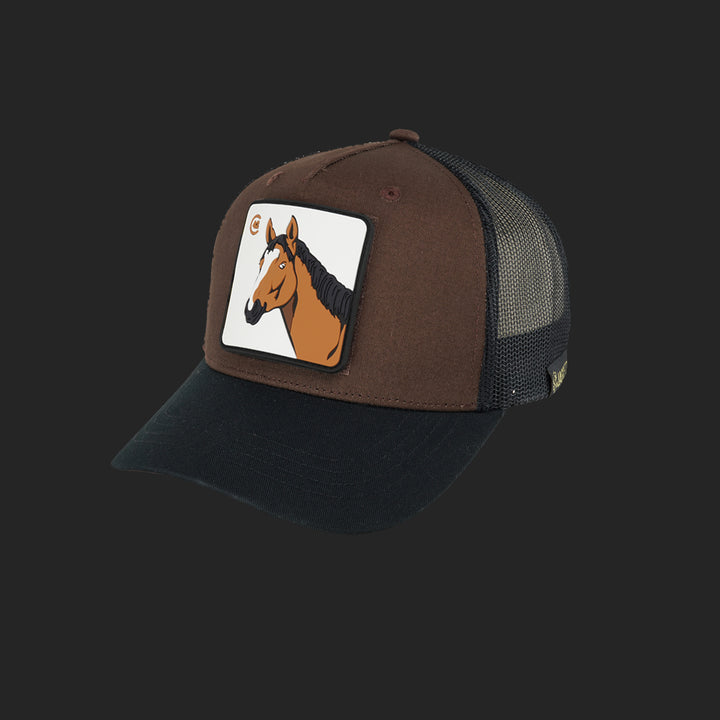 Jagdstolz Trucker Cap Braun/Schwarz Patch Pferd
