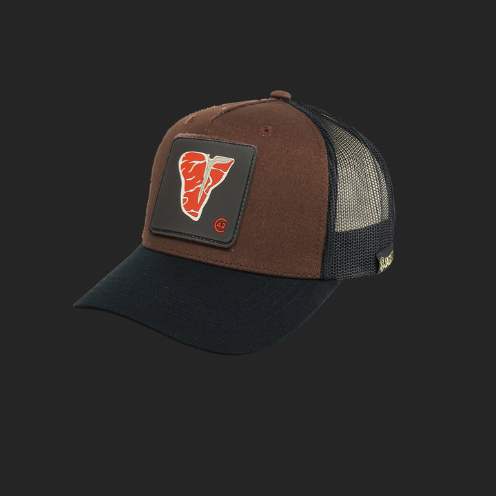 Jagdstolz Trucker Cap Braun/Schwarz Patch T-Bone Steak