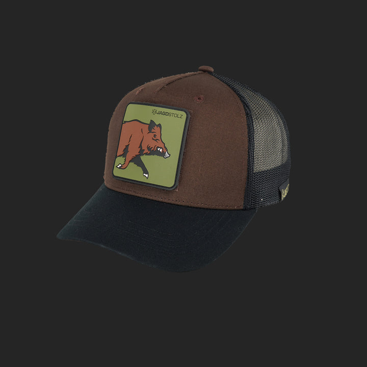 Jagdstolz Trucker Cap Braun/Schwarz Patch Wildschwein