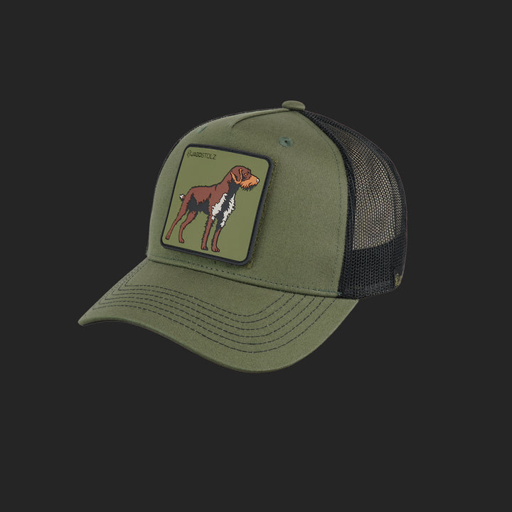 Jagdstolz Trucker Cap Oliv/Schwarz Patch Drahthaar