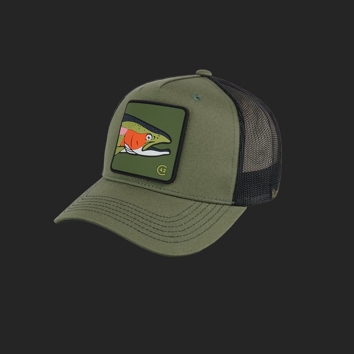Jagdstolz Trucker Cap Oliv/Schwarz Patch Forelle