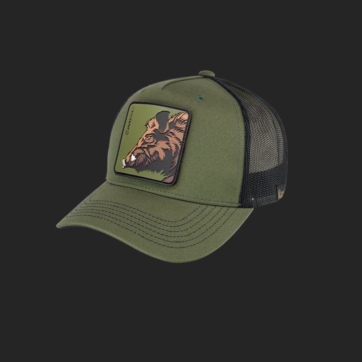 Jagdstolz Trucker Cap Oliv/Schwarz Patch Keiler 2.0