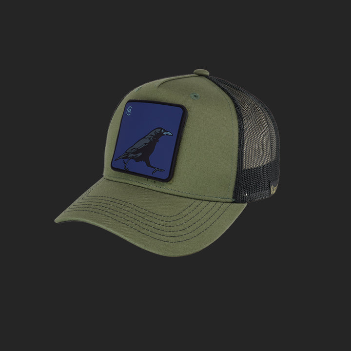 Jagdstolz Trucker Cap Oliv/Schwarz Patch Krähe