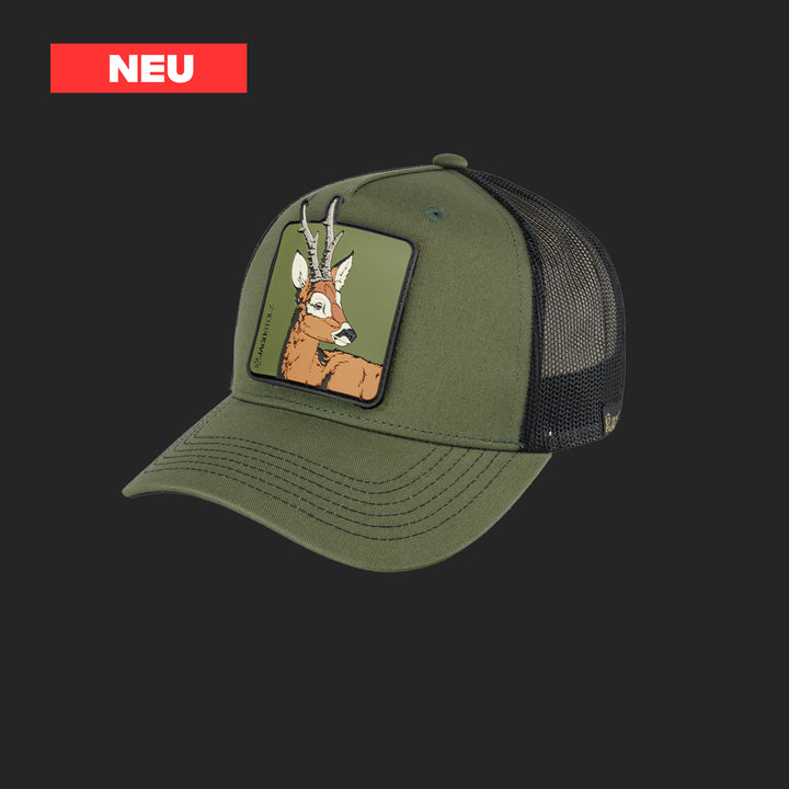 Jagdstolz Trucker Cap Oliv/Schwarz Patch Rehbock 2.0 | SONDEREDITION
