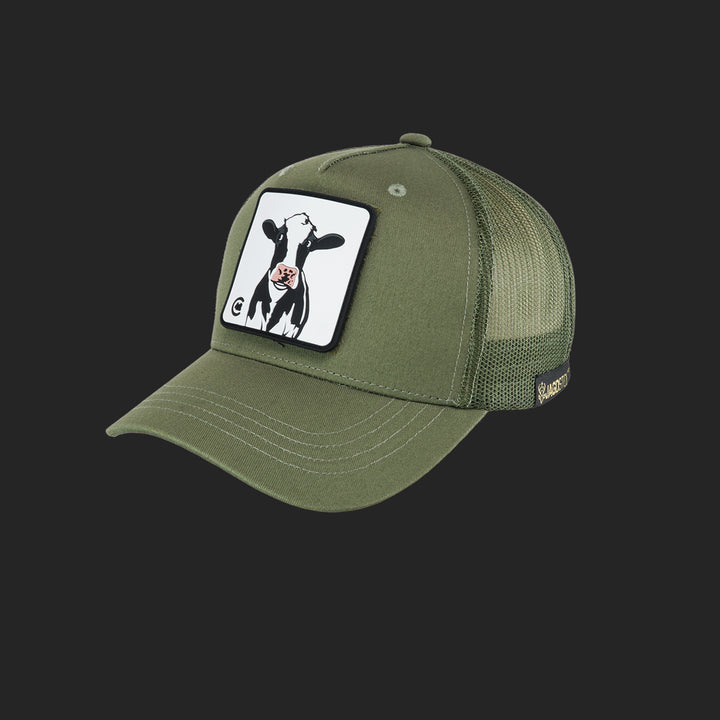 Jagdstolz Trucker Cap Oliv Patch Muh Kuh