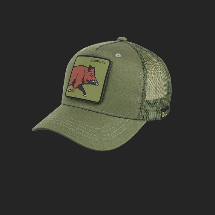 Jagdstolz Trucker Cap Oliv Patch Wildschwein