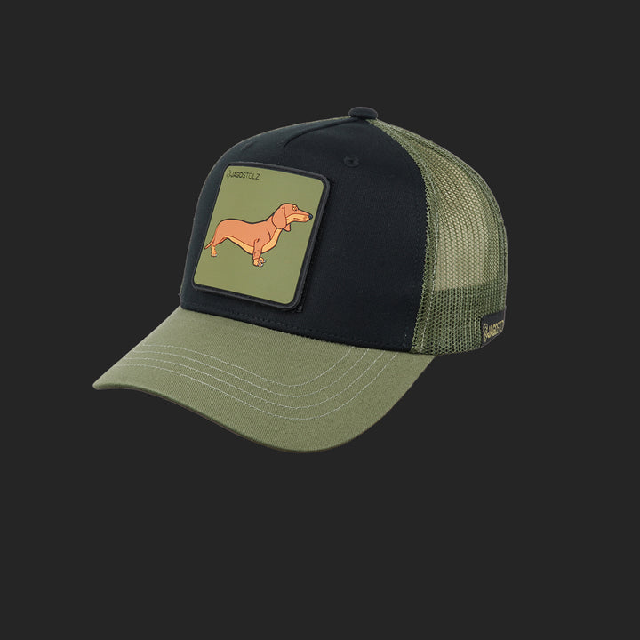 Jagdstolz Trucker Cap Schwarz/Oliv Patch Dackel