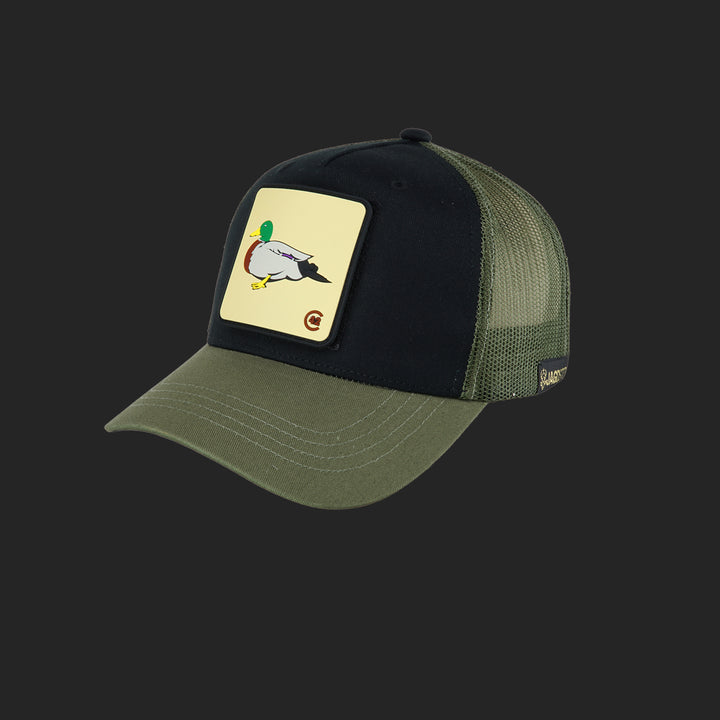 Jagdstolz Trucker Cap Schwarz/Oliv Patch Ente