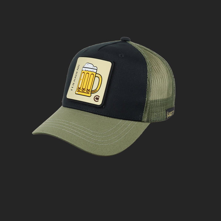 Jagdstolz Trucker Cap Schwarz/Oliv Patch Feierabend