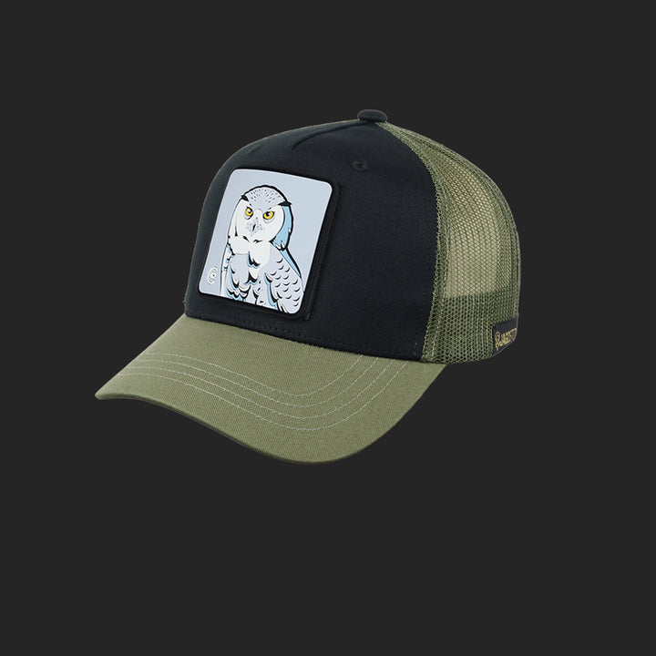 Jagdstolz Trucker Cap Schwarz/Oliv Patch Schneeeule