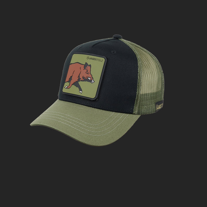 Jagdstolz Trucker Cap Schwarz/Oliv Patch Wildschwein