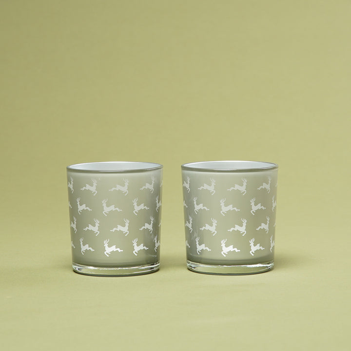 Edzard Teelichtglas 2er-Set Hiti mit Hirschmotiv