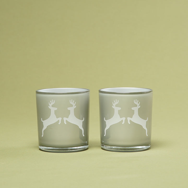 Edzard Teelichtglas 2er-Set Loki mit Hirschmotiv