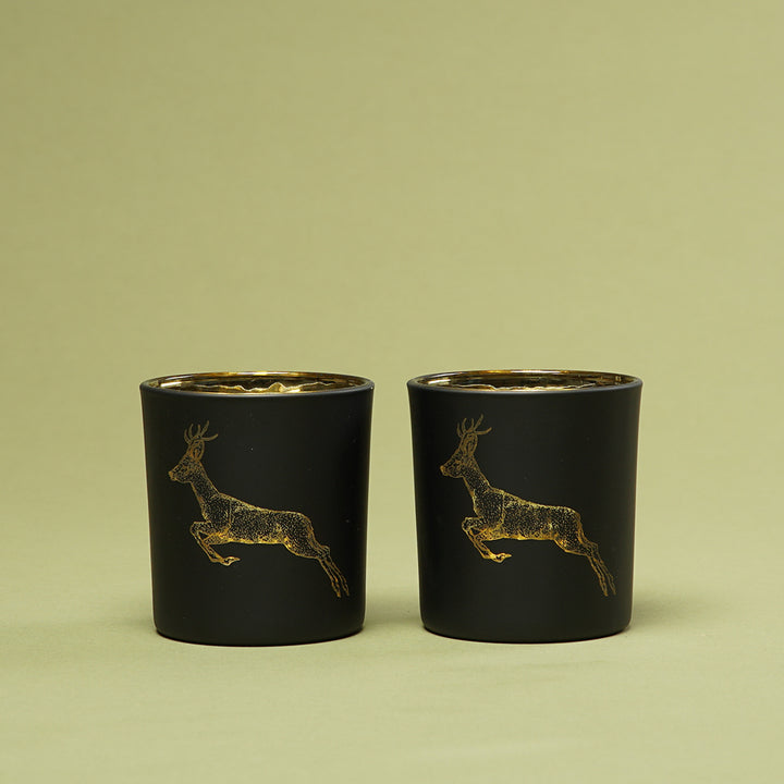Edzard Teelichtglas 2er-Set Sammy mit Rehbock