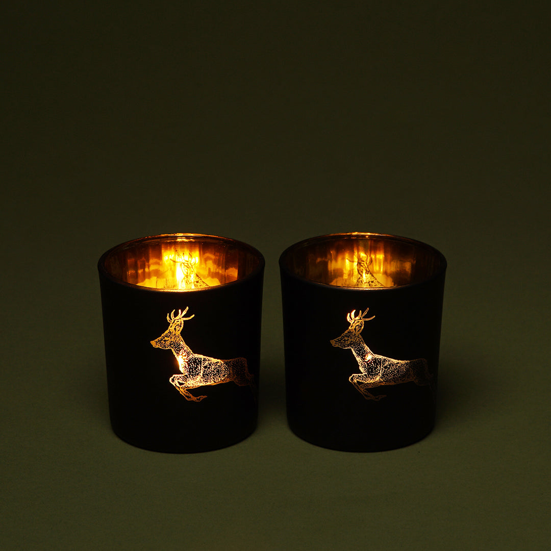 Edzard Teelichtglas 2er-Set Sammy mit Rehbock