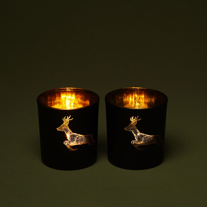 Edzard Teelichtglas 2er-Set Sammy mit Rehbock