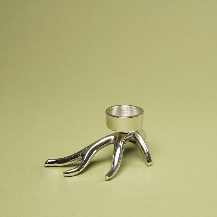Edzard Kerzenleuchter Geweih Keke, silberfarben, Aluminium vernickelt
