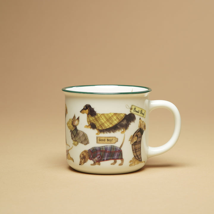 Steinguttasse mit Dackel